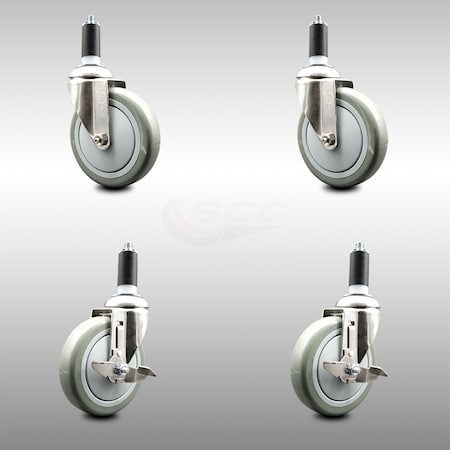 Service Caster 5 Inch 316SS Gray Poly Swivel 1-1/4 Inch Expanding Stem Caster Brake SCC, 2PK SCC-SS316EX20S514-PPUB-2-TLB-2-114